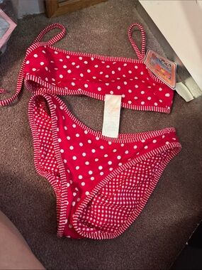 MYSTIC BAY REVERSIBLE women Red Polka Dot Two-Piece Swim Bikini